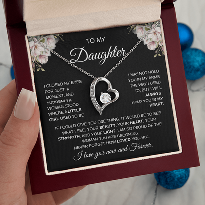 To My Daughter – I Love You Now and Forever Heart Necklace