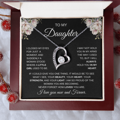 To My Daughter – I Love You Now and Forever Heart Necklace
