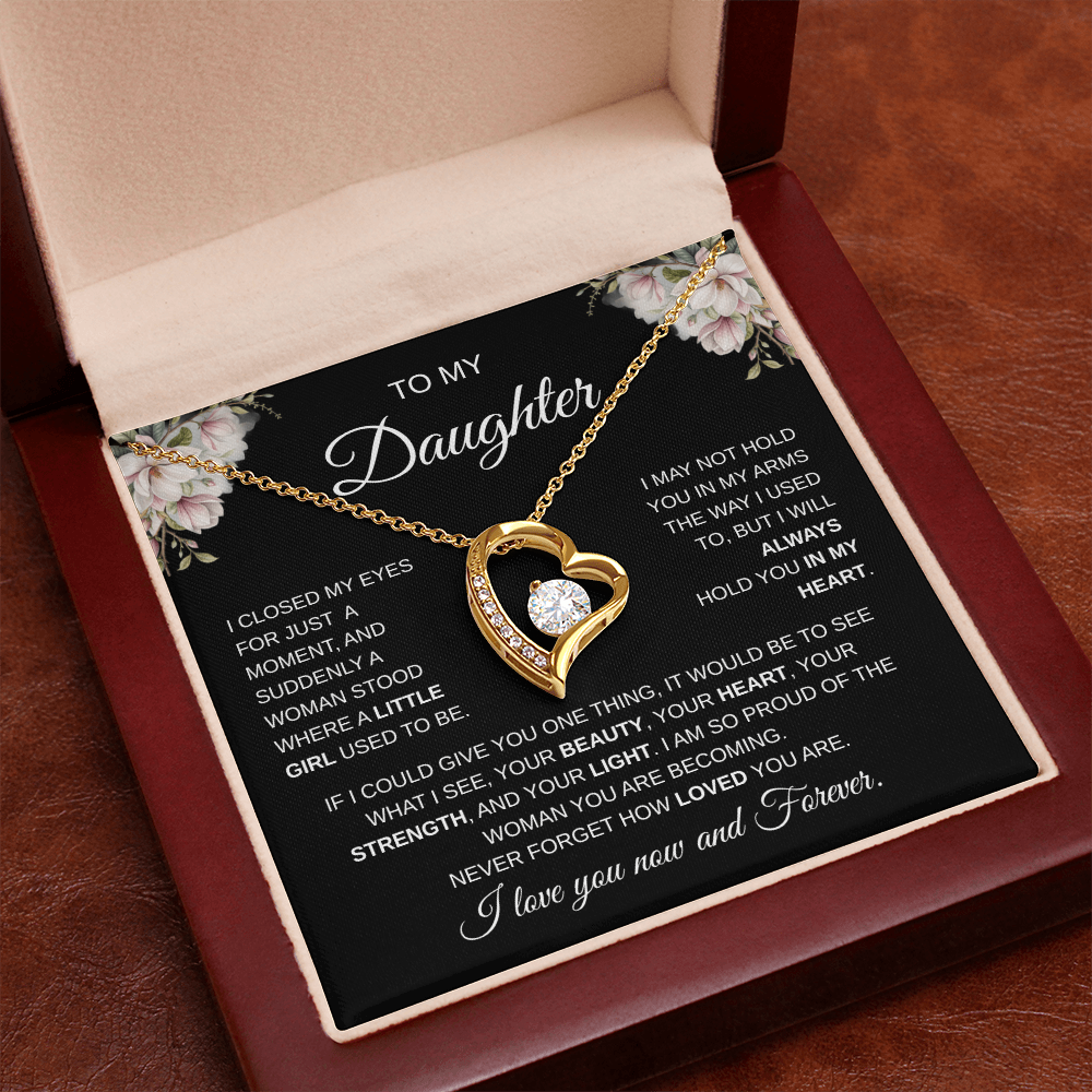 To My Daughter – I Love You Now and Forever Heart Necklace