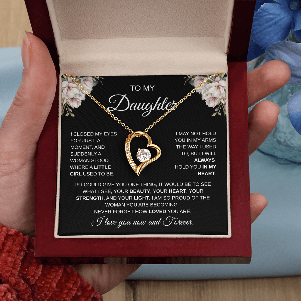 To My Daughter – I Love You Now and Forever Heart Necklace