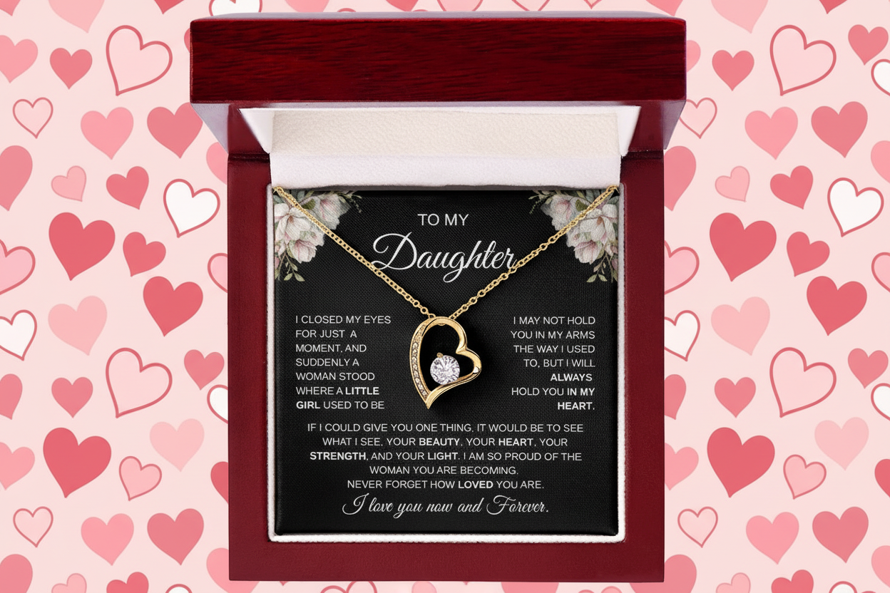 To My Daughter – I Love You Now and Forever Heart Necklace