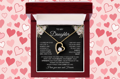 To My Daughter – I Love You Now and Forever Heart Necklace