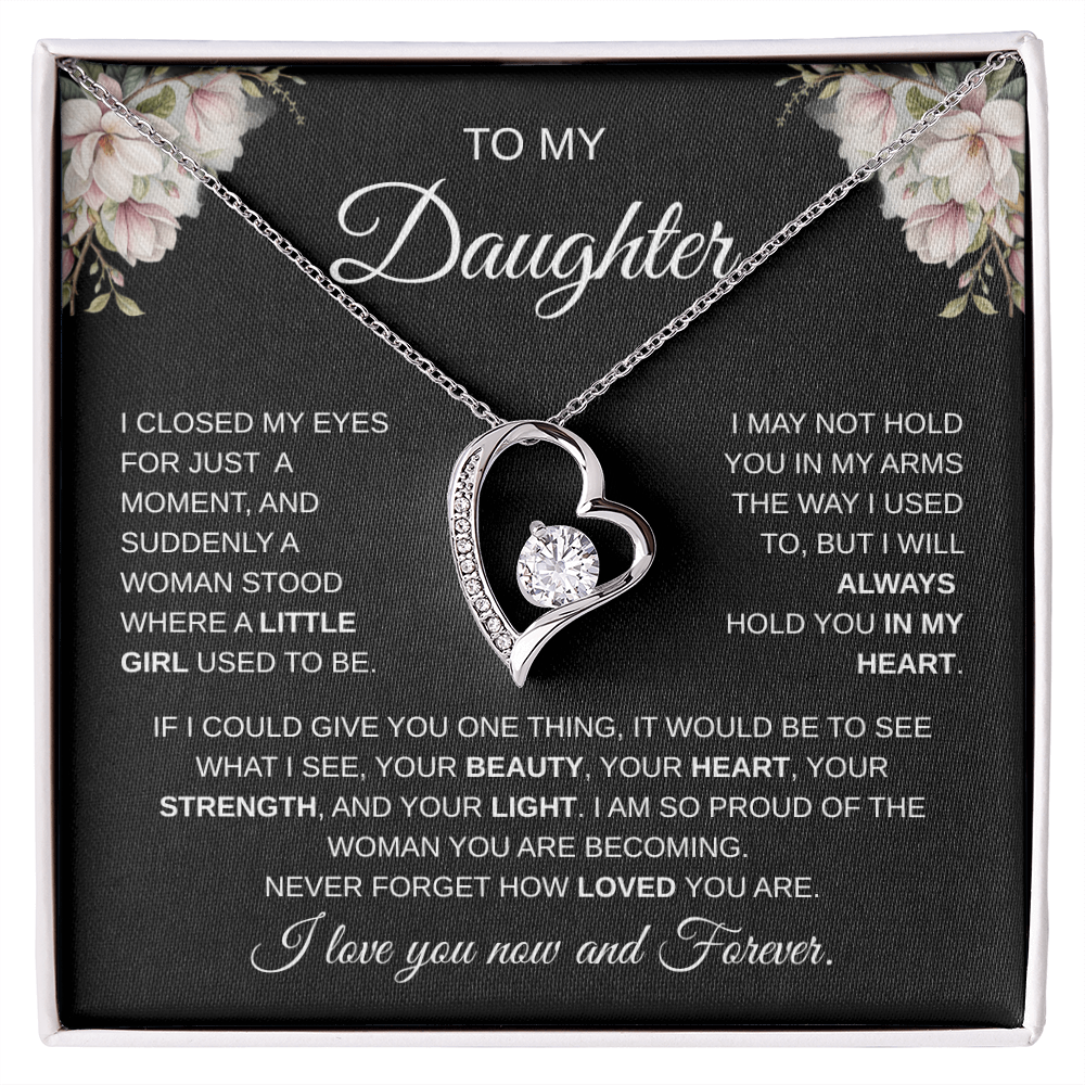 To My Daughter – I Love You Now and Forever Heart Necklace