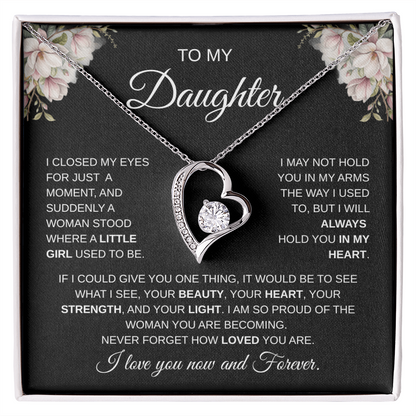 To My Daughter – I Love You Now and Forever Heart Necklace