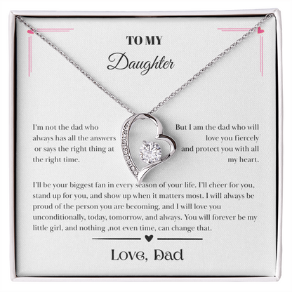 To My Daughter – Love, Dad Message Card Necklace