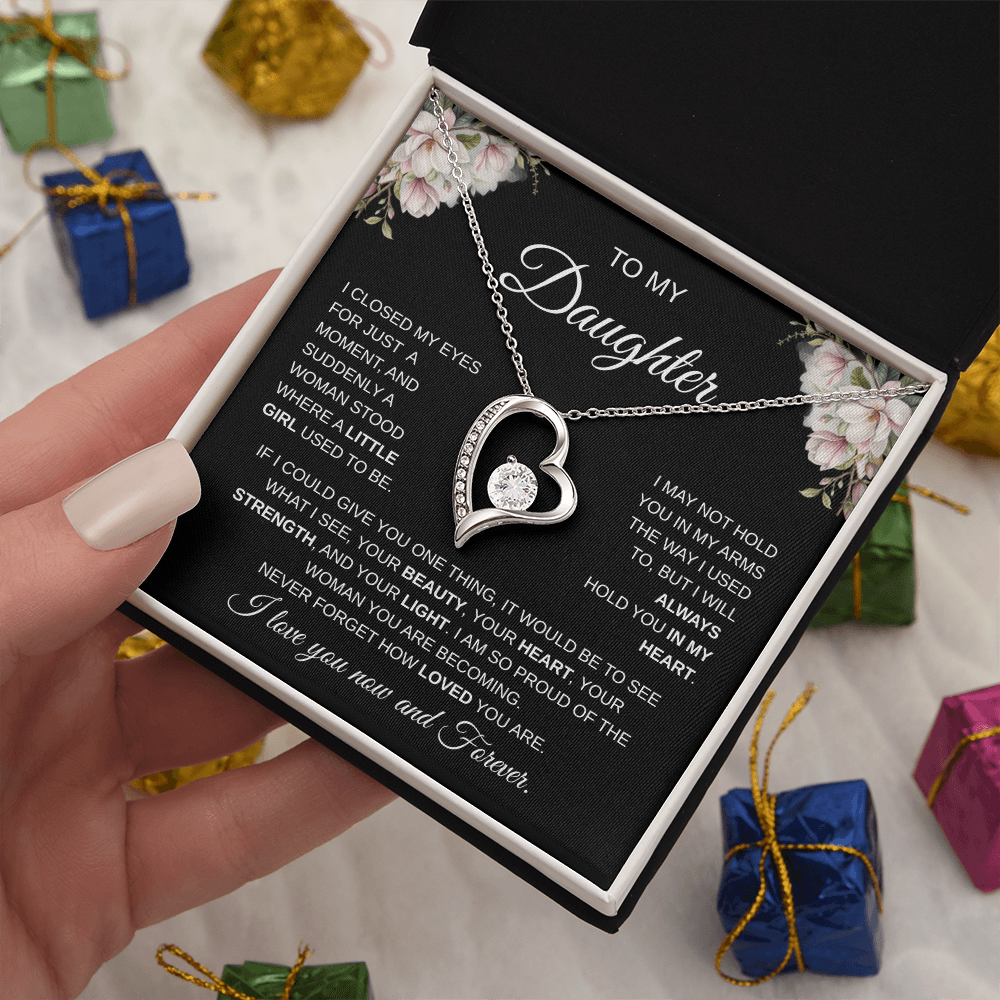 To My Daughter – I Love You Now and Forever Heart Necklace