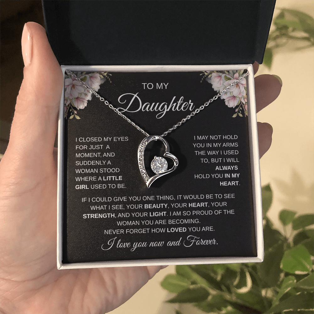 To My Daughter – I Love You Now and Forever Heart Necklace
