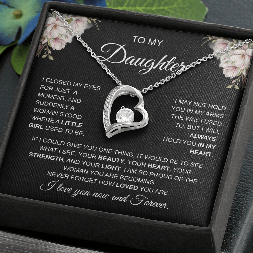 To My Daughter – I Love You Now and Forever Heart Necklace