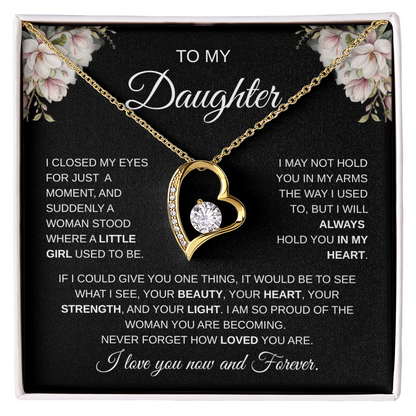 To My Daughter – I Love You Now and Forever Heart Necklace