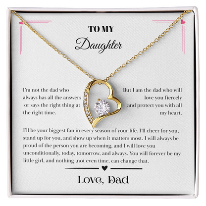 To My Daughter – Love, Dad Message Card Necklace