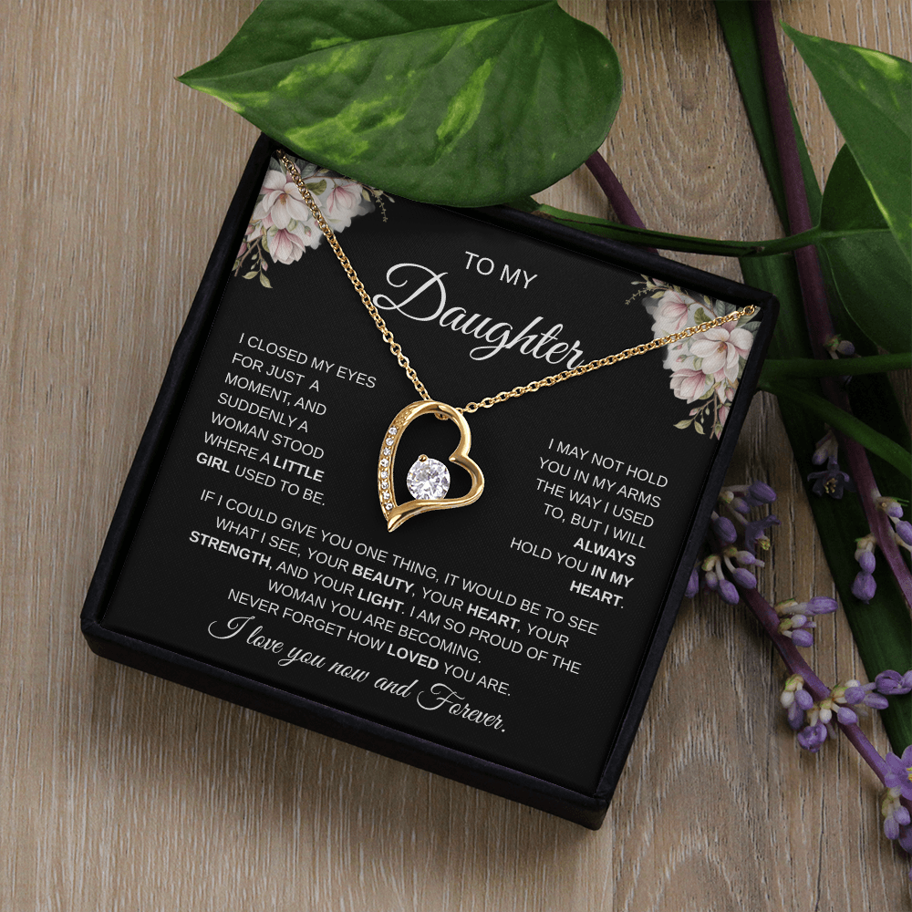 To My Daughter – I Love You Now and Forever Heart Necklace