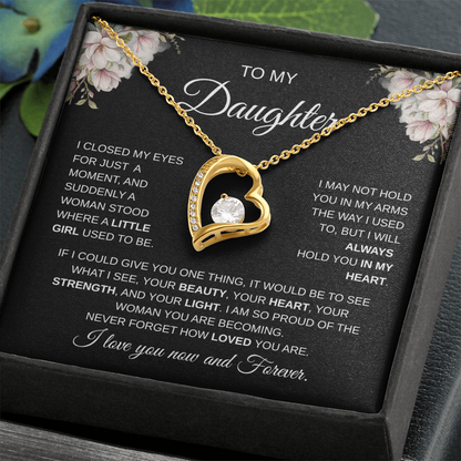 To My Daughter – I Love You Now and Forever Heart Necklace